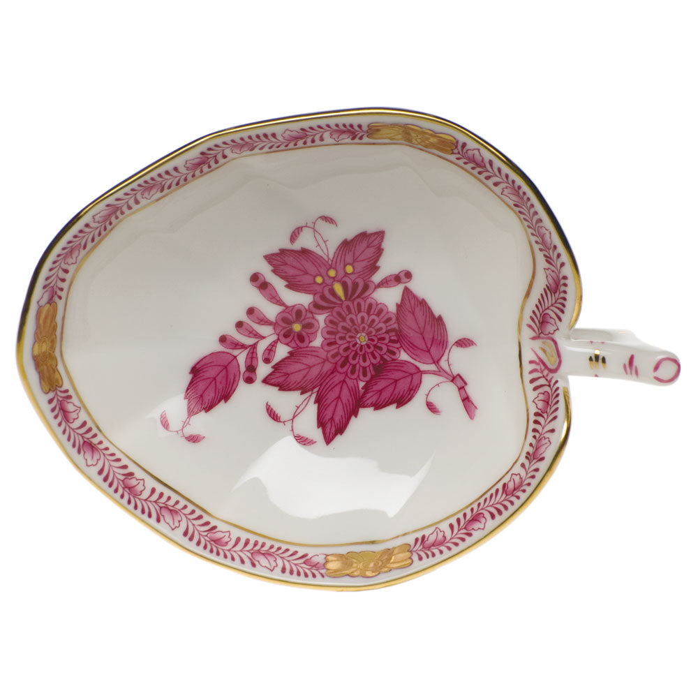 Herend Chinese Bouquet Raspberry Leaf Tray  4.5"l X 3"w - Raspberry