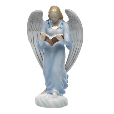 Herend Chinese Bqt Garland Blue Singing Angel 2.75"l X 7.5"h