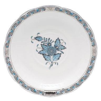 Herend Chin Bqt Turquoise & Platinum Tea Saucer 6"d - Turquoise & Platinum