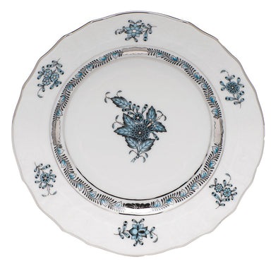Herend Chin Bqt Turquoise & Platinum Bread And Butter Plate 6"d - Turquoise & Platinum