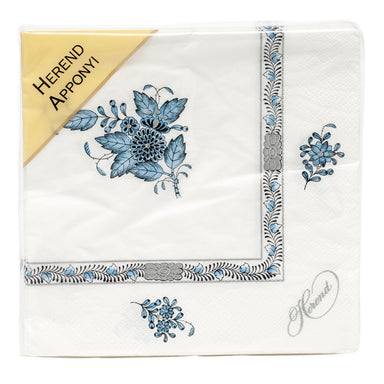 Herend Chin Bqt Turquoise & Platinum Paper Napkins Pack Of 20 Turquoise & Platinum