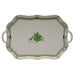 Herend Chinese Bouquet Green Rec Tray W/branch Handles  18"l - Green