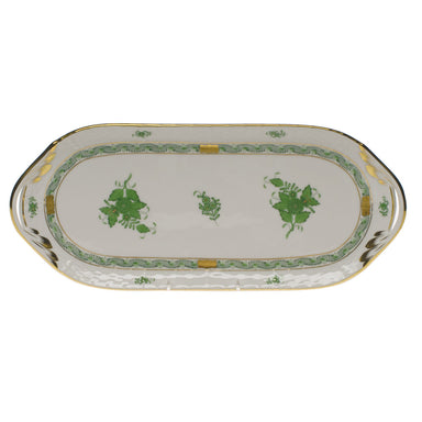 Herend Chinese Bouquet Green Sandwich Tray  14.5"l X 6"w - Green