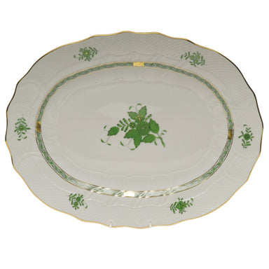 Herend Chinese Bouquet Green Platter  17"l X 12.5"w - Green