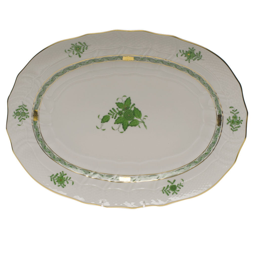 Herend Chinese Bouquet Green Platter  15"l X 11.5"w - Green