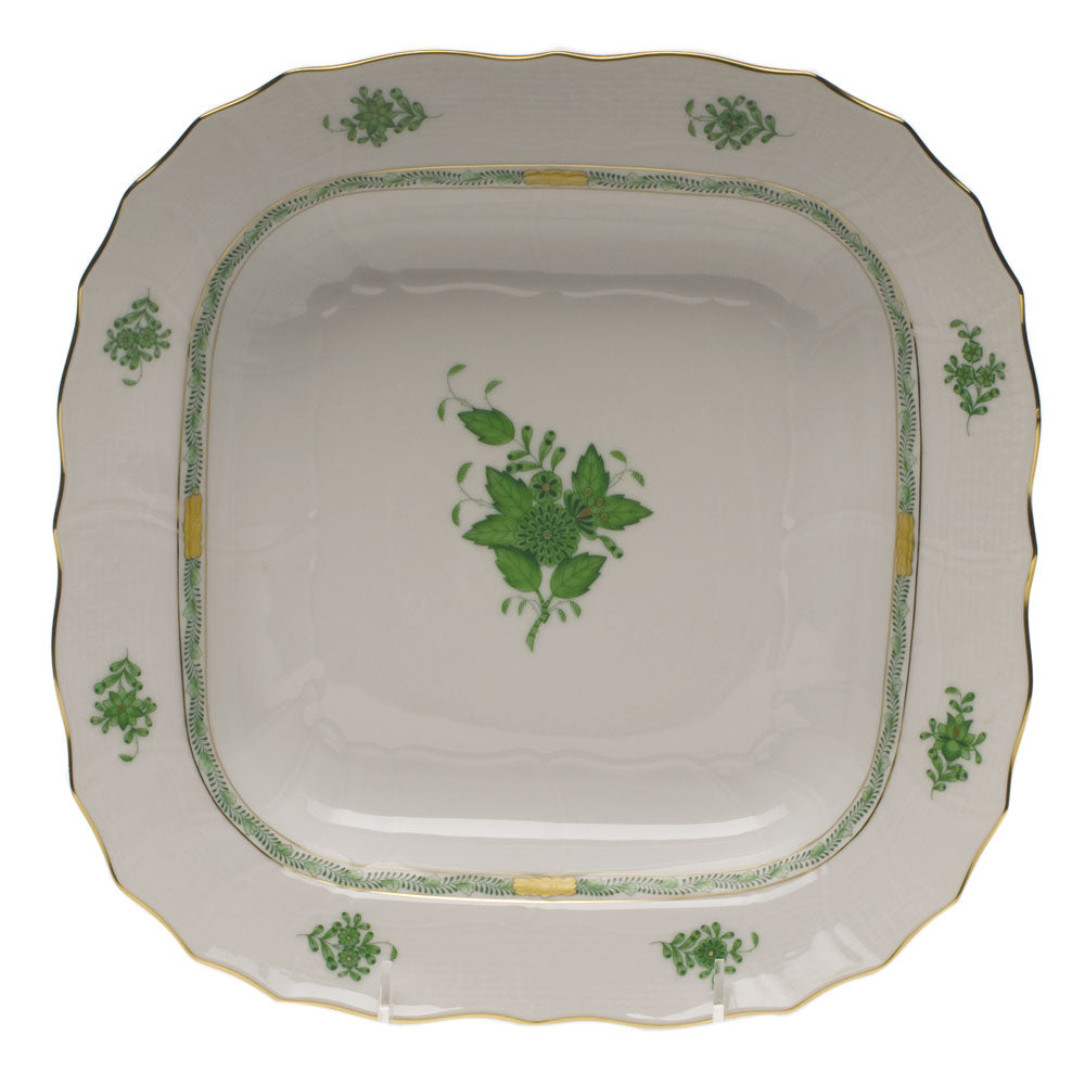 Herend Chinese Bouquet Green Square Fruit Dish  11"sq - Green