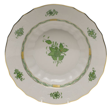 Herend Chinese Bouquet Green Rim Soup  9.5"d - Green