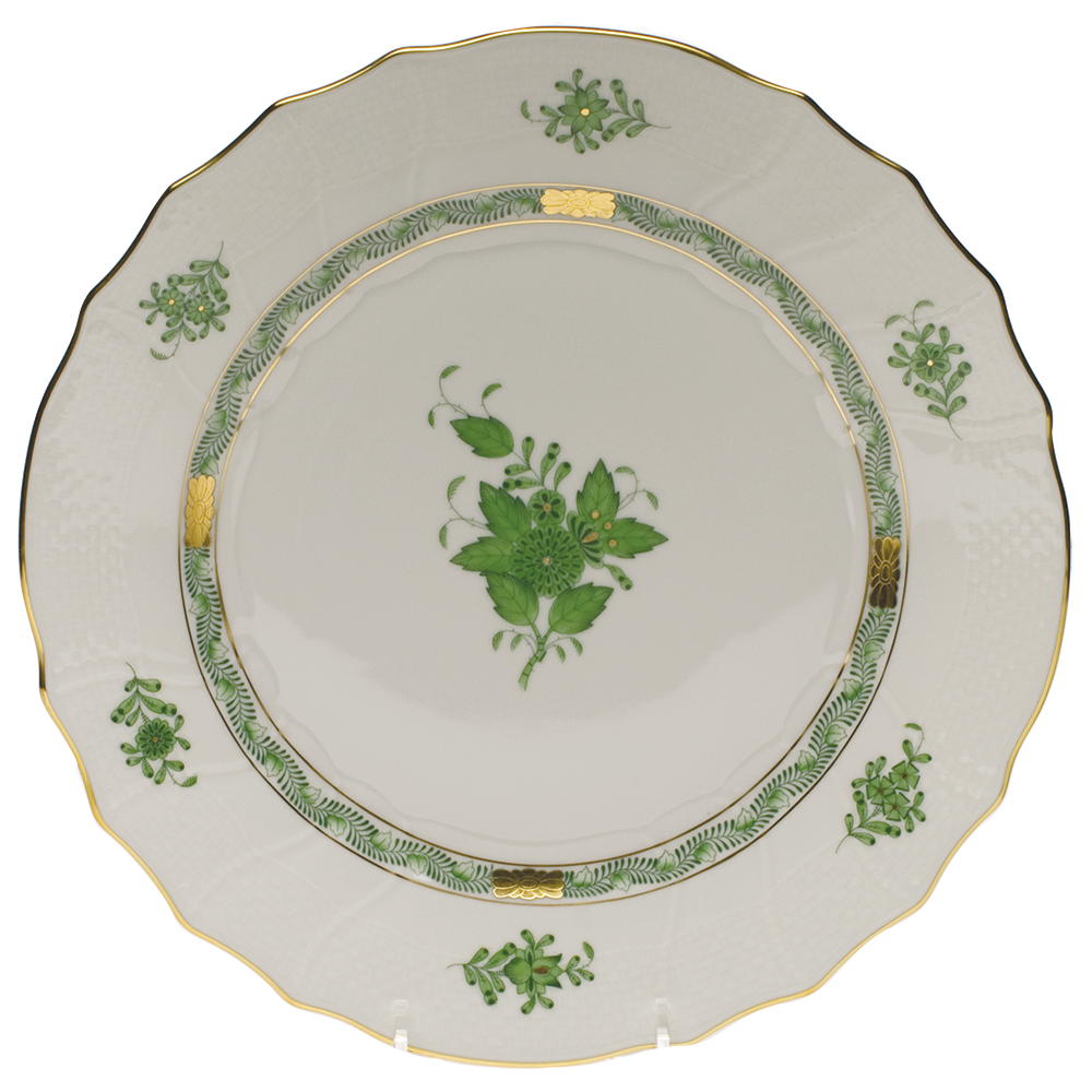 Chinese Bouquet Green Dinner Plate  10.5"d