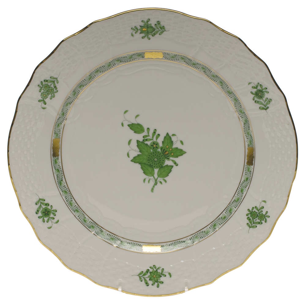 Chinese Bouquet Green Service Plate  11"d