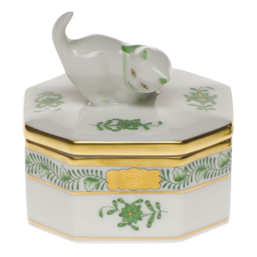 Herend Chinese Bouquet Green Small Octagonal Box - Cat 2.5"l X 2.5"w - Green
