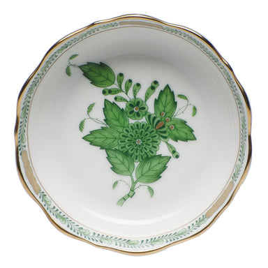 Herend Chinese Bouquet Green Mini Scalloped Dish 3.25"l X 0.75"h - Green