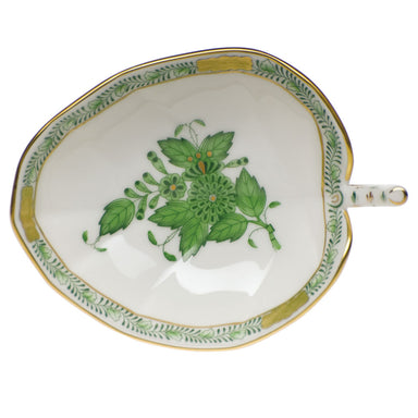 Herend Chinese Bouquet Green Leaf Tray  4.5"l X 3"w - Green