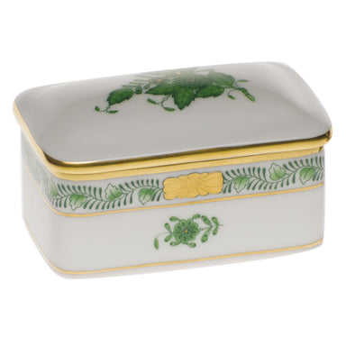 Herend Chinese Bouquet Green Rectangular Box 3"l X 2"w - Green