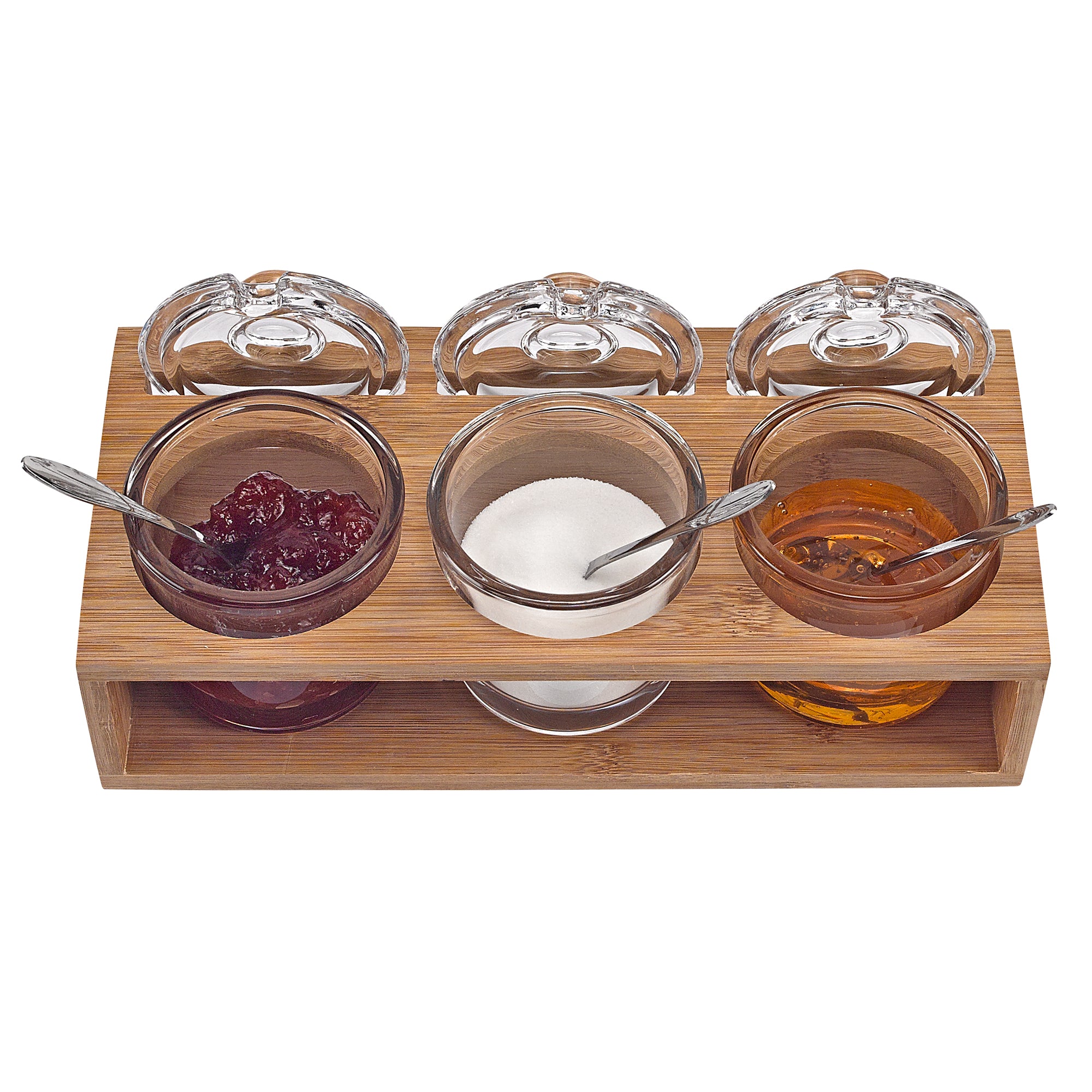 3 Pc Set Honey Jars With Tray