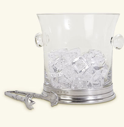 Crystal Ice Bucket with Handles and Tongs