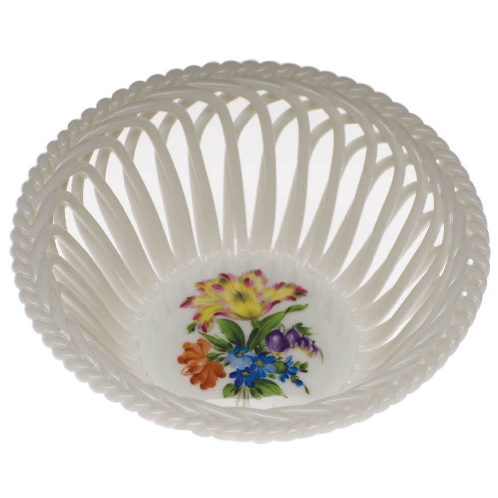 Herend Printemps Medium Openwork Basket 4.5"d