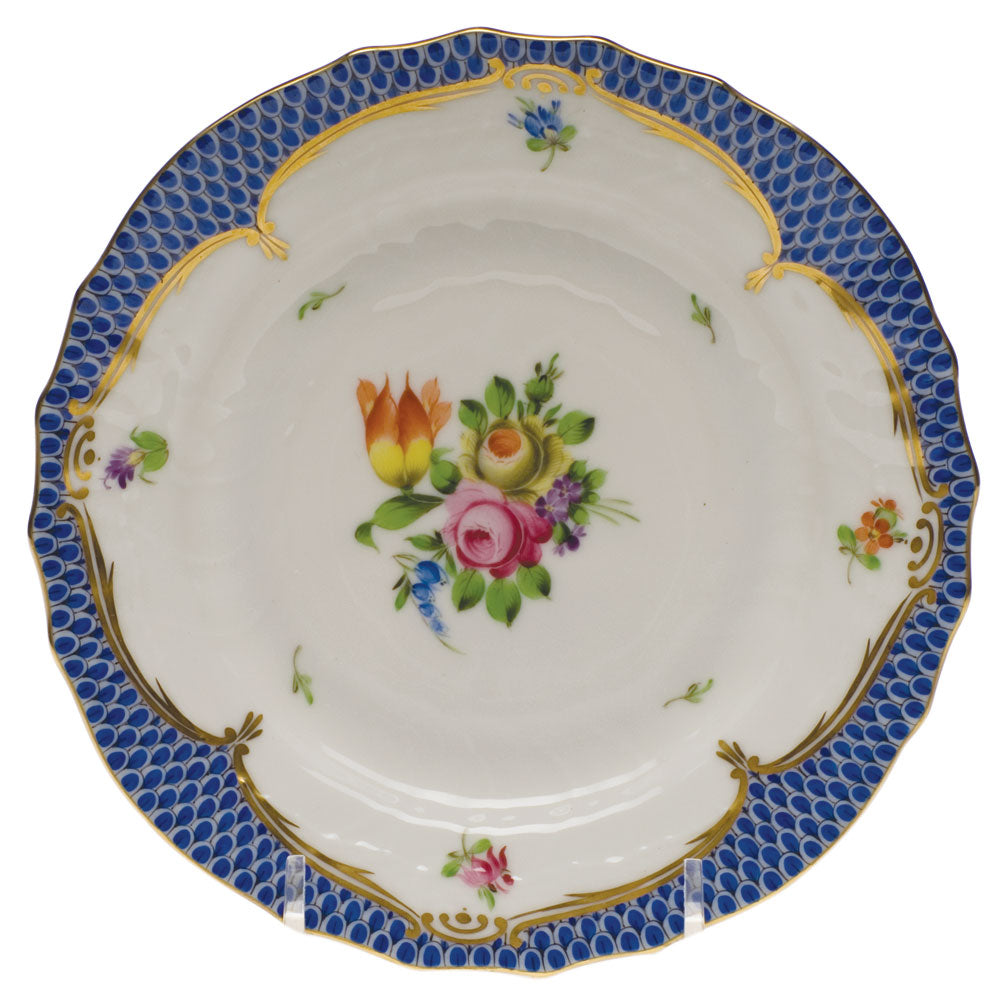 Herend Printemps W/blue Border Bread And Butter Plate - Mo 01 6"d