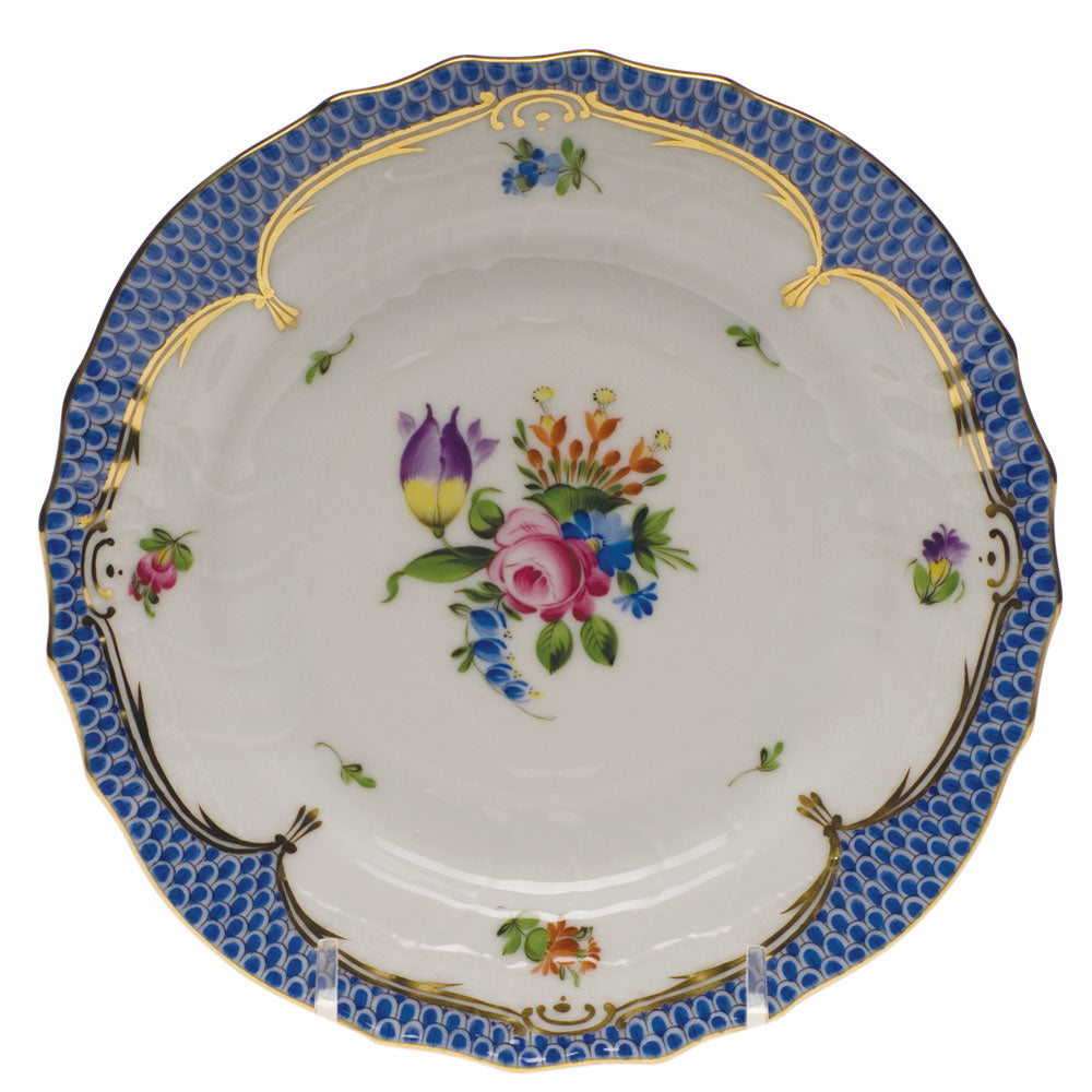 Herend Printemps W/blue Border Bread And Butter Plate - Mo 04 6"d