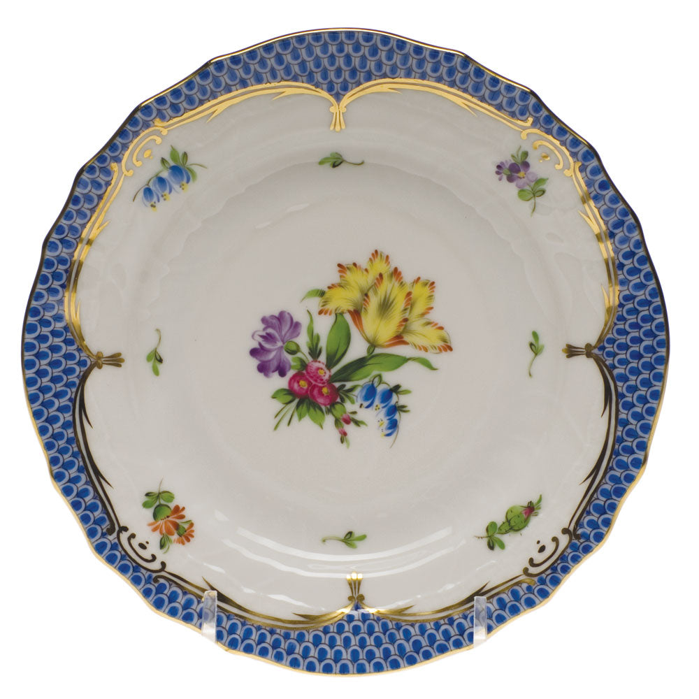Herend Printemps W/blue Border Bread And Butter Plate - Mo 06 6"d