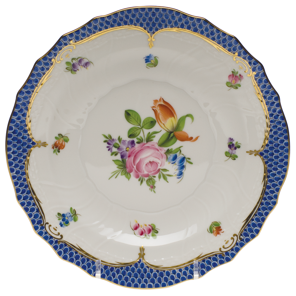 Printemps W/blue Border Salad Plate - Motif 02 7.5"d