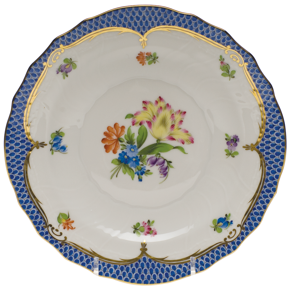 Printemps W/blue Border Salad Plate - Motif 05 7.5"d