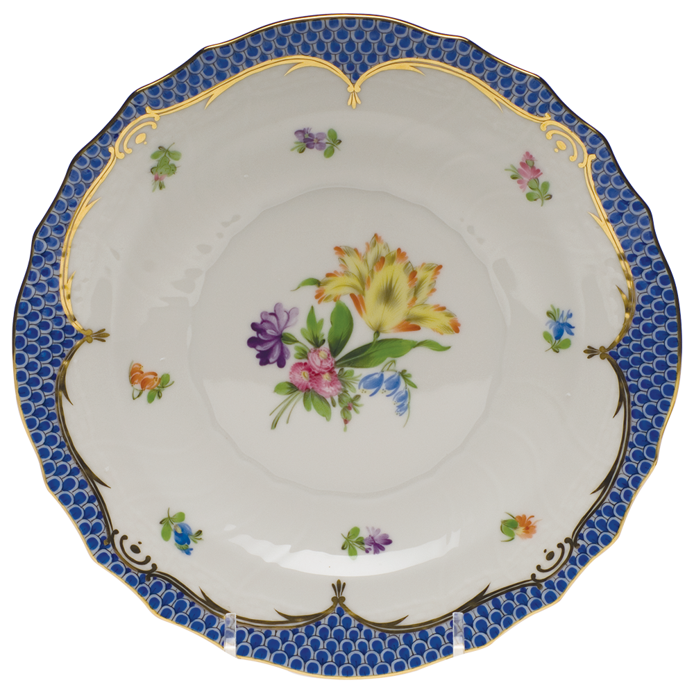 Printemps W/blue Border Salad Plate - Motif 06 7.5"d