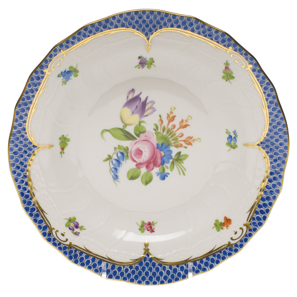Herend Printemps W/blue Border Dessert Plate - Motif 04 8.25"d