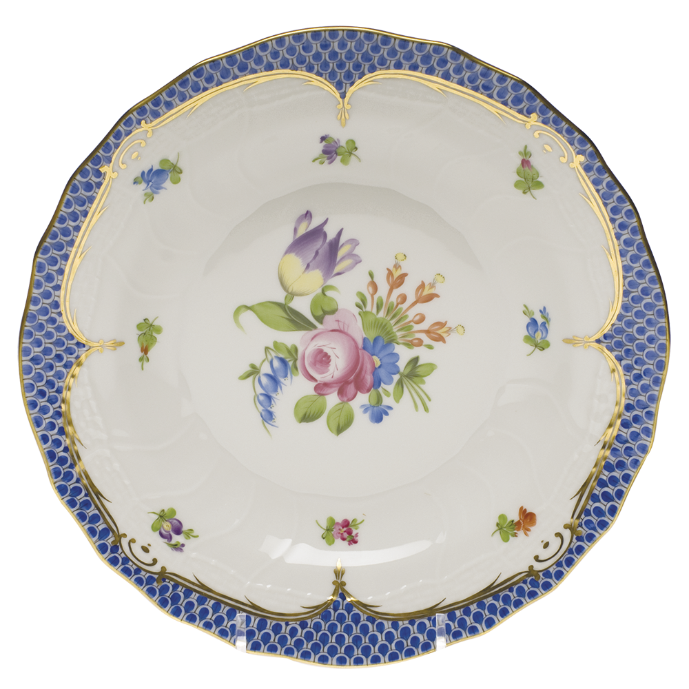 Printemps W/blue Border Dessert Plate - Motif 04 8.25"d