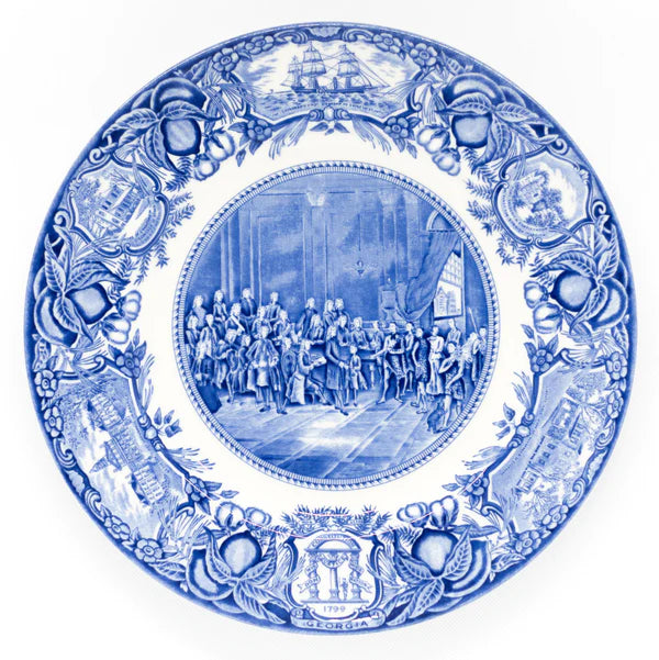 Georgia Historical Plate Georgia Trustees Receiving Oglethorpe and Indians in London - Blue #2