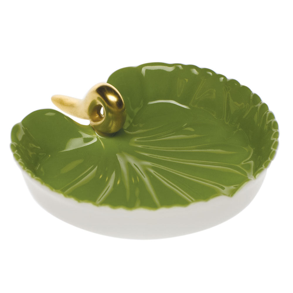 Herend Natural Coloration Small Lily Pad 3.5"l X 3"w
