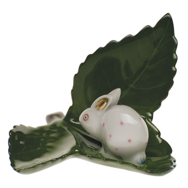 Herend C Pink Rabbit On Leaf - Pink 3"l X 2"h