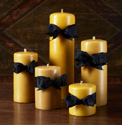 Beeswax Smooth Pillar Candle, Gold 4"