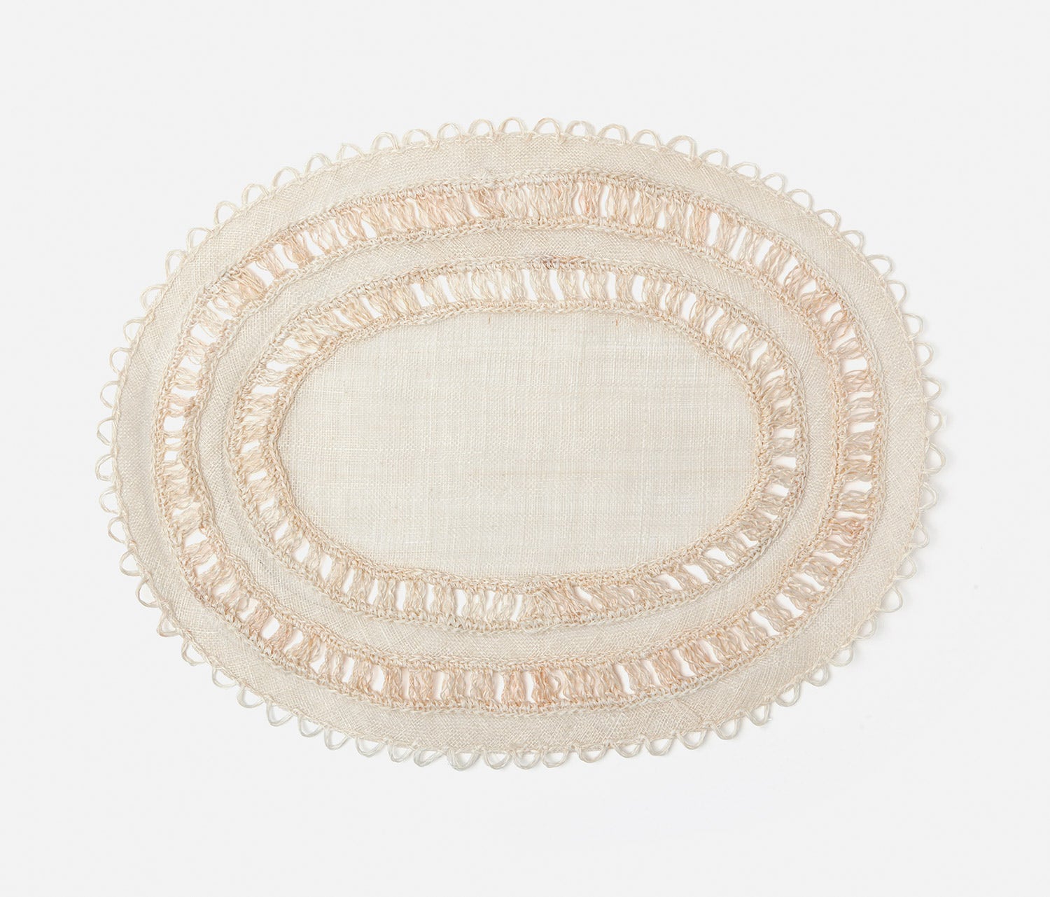 Carmine Bleached Placemat Abaca Oval Set of 4