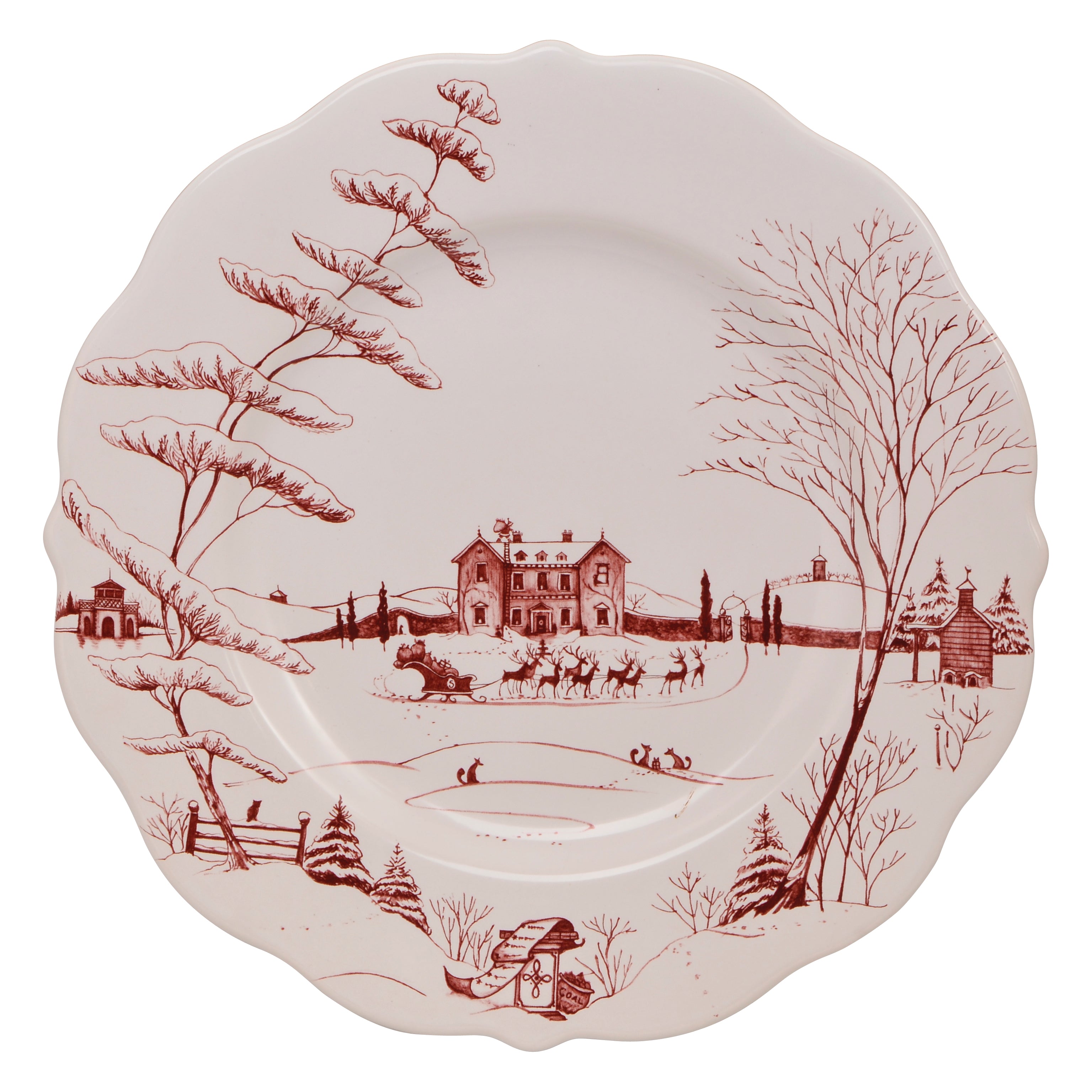 Juliska Country Estate Winter Frolic Ruby Dinner Plate Christmas Eve