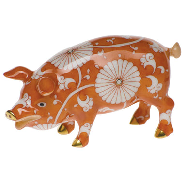 Herend Chrysanteme Orange Pig 3.5"l X 1.75"h