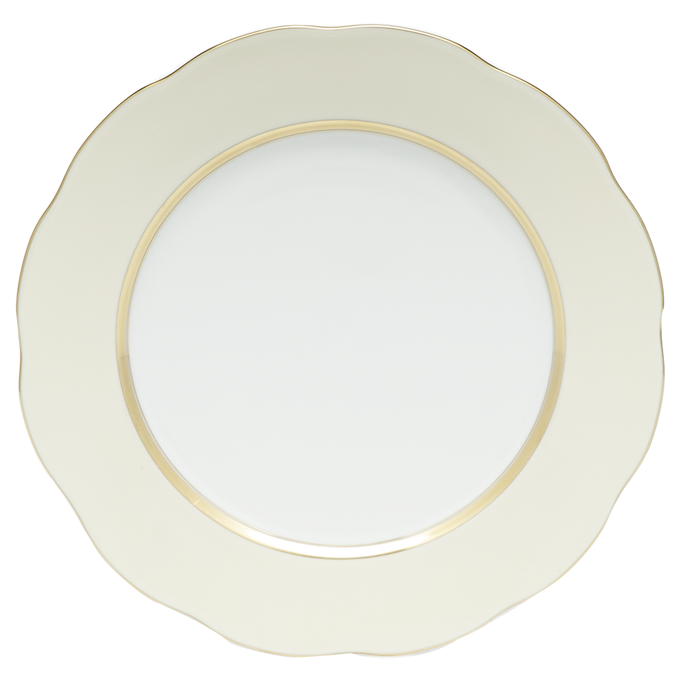 Silk Ribbon Beige Band Dessert Plate 8.25"d - Beige