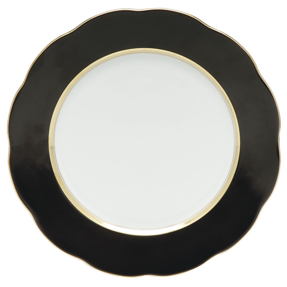 Silk Ribbon Black Rim Dessert Plate 8.25"d - Black