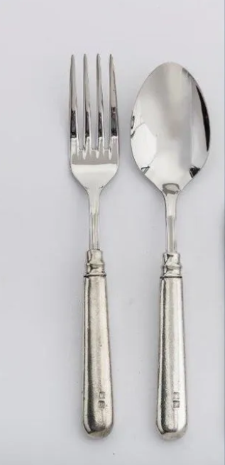 Inglese Pewter Serving Fork & Serving Spoon
