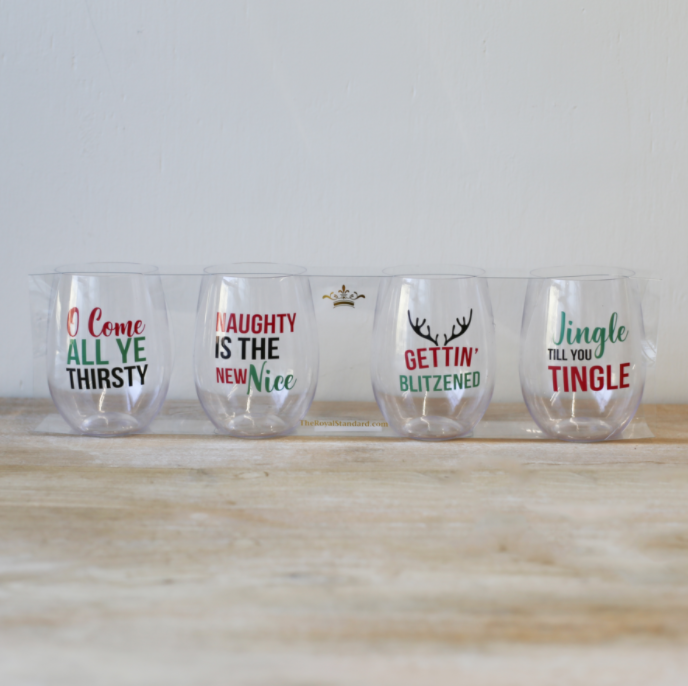 Naughty To Go Stemless Wine Glasses - Set of 4