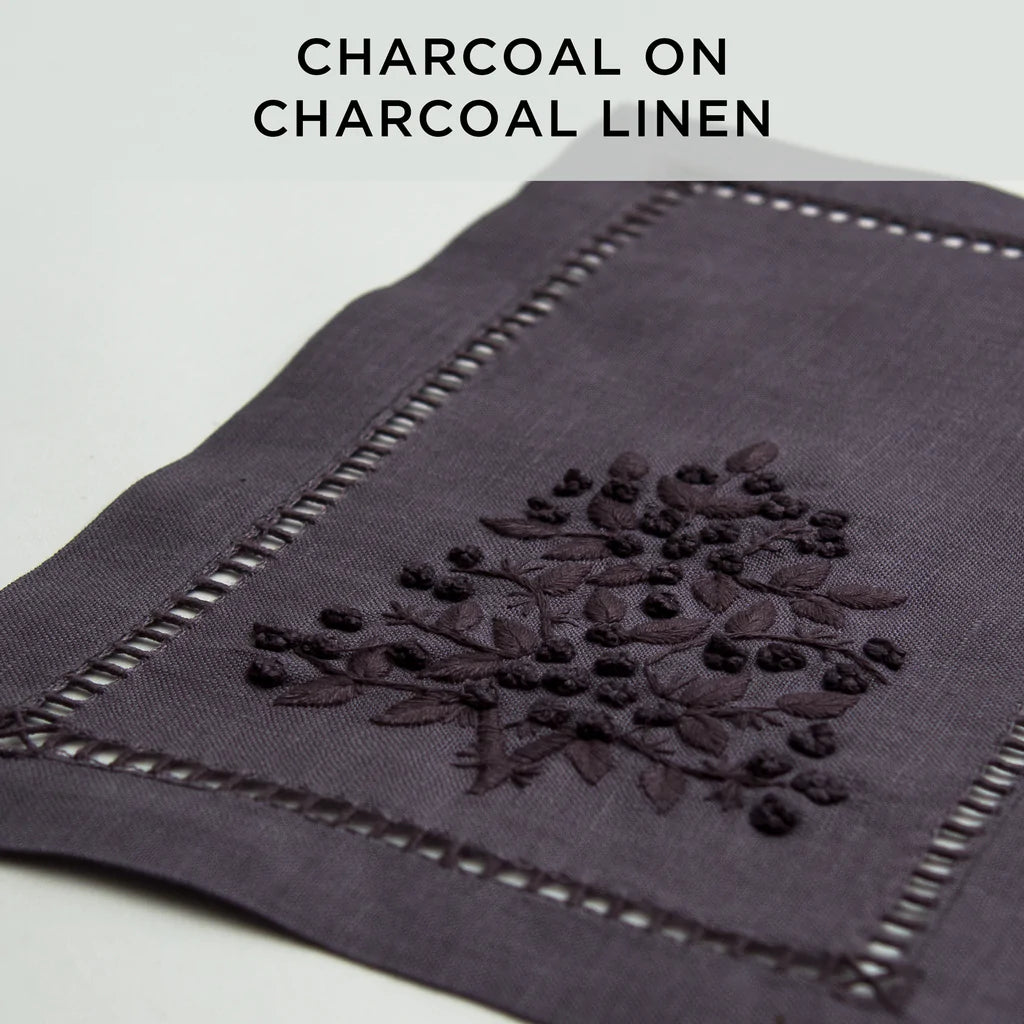 Jardin Placemat Charcoal on Charcoal Set/4