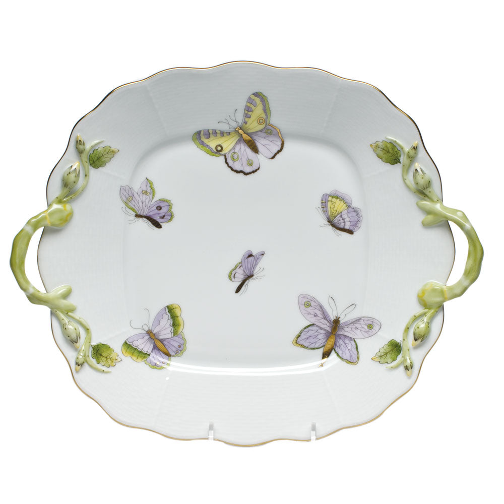 Herend Royal Garden Evictp1 Square Cake Plate W/handles 9.5"sq