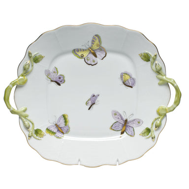 Herend Royal Garden Evictp1 Square Cake Plate W/handles 9.5"sq