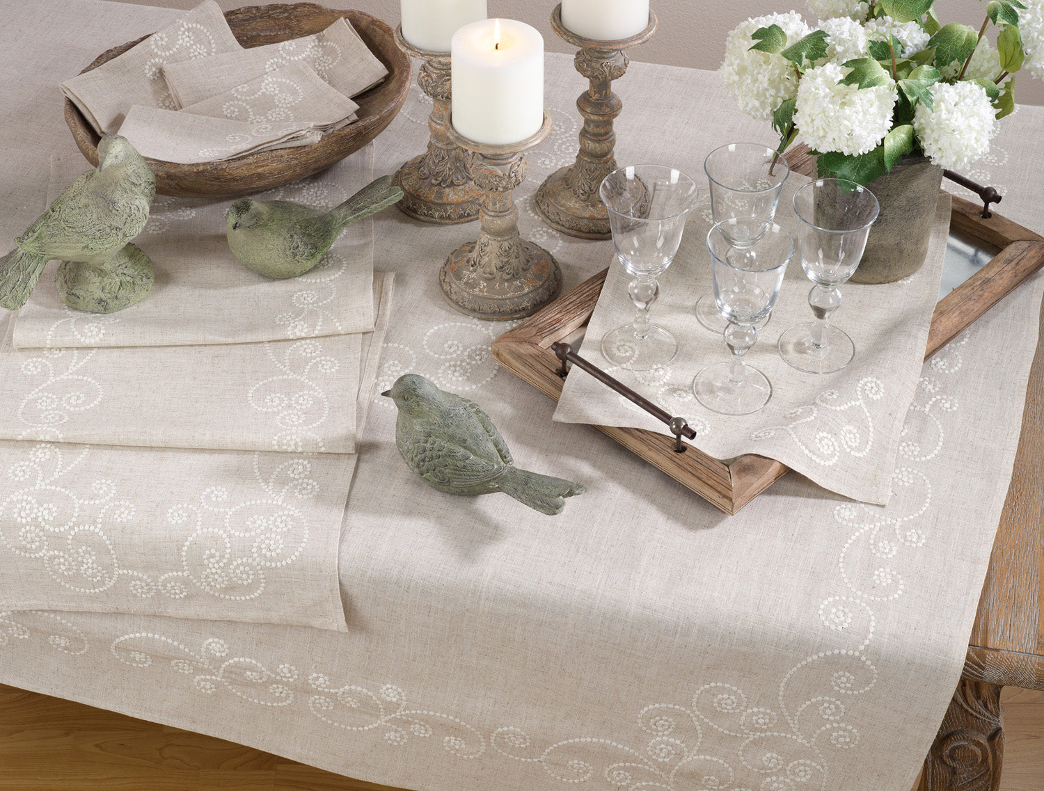 Swirl Embroidered Tablecloth