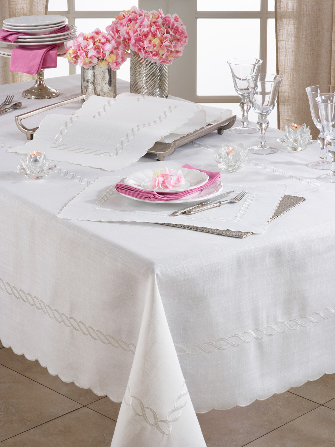 Braided Embroidery Tablecloth - 67"x120" - Oblong