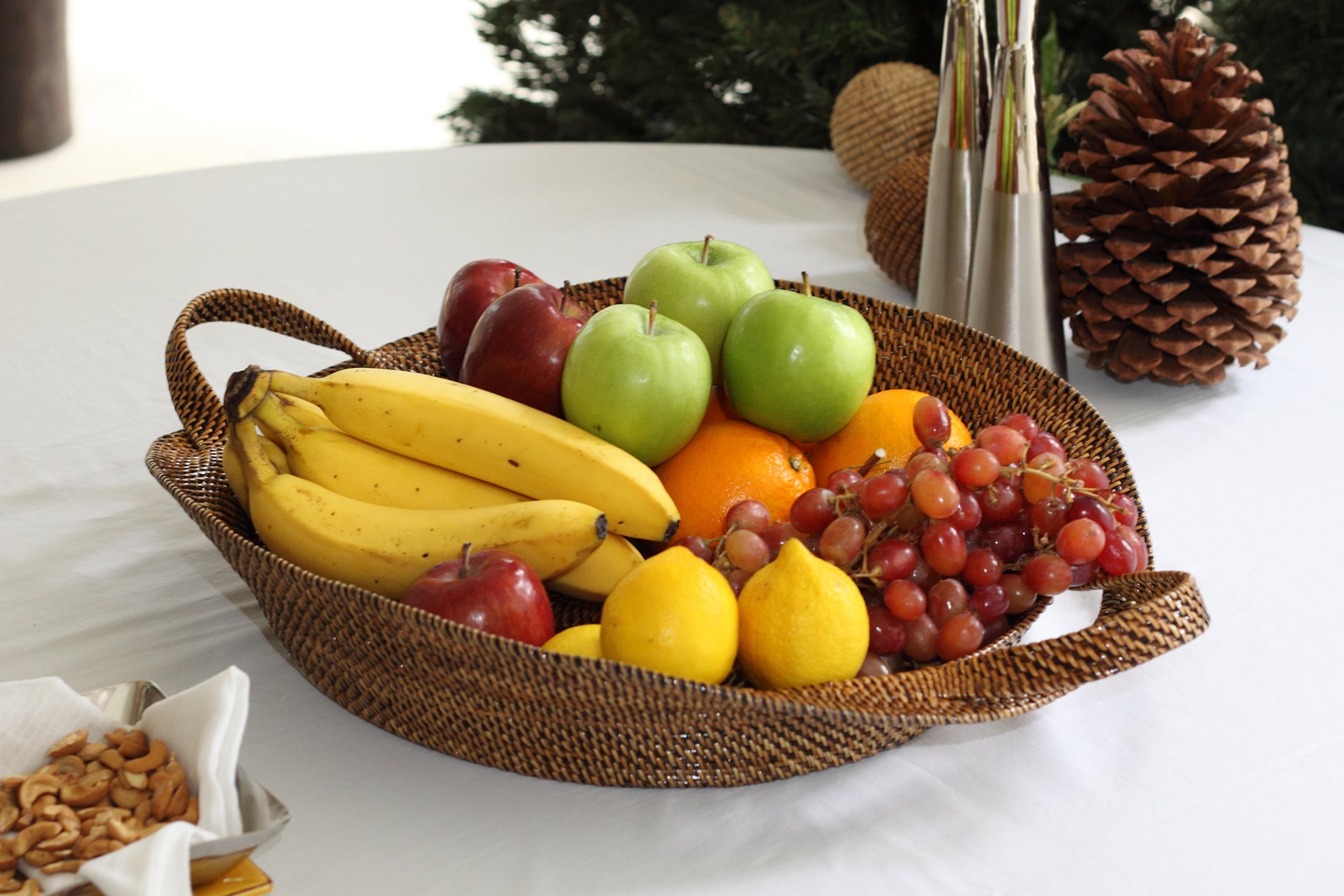 Oval Fruit Tray with Up Right Handles Large