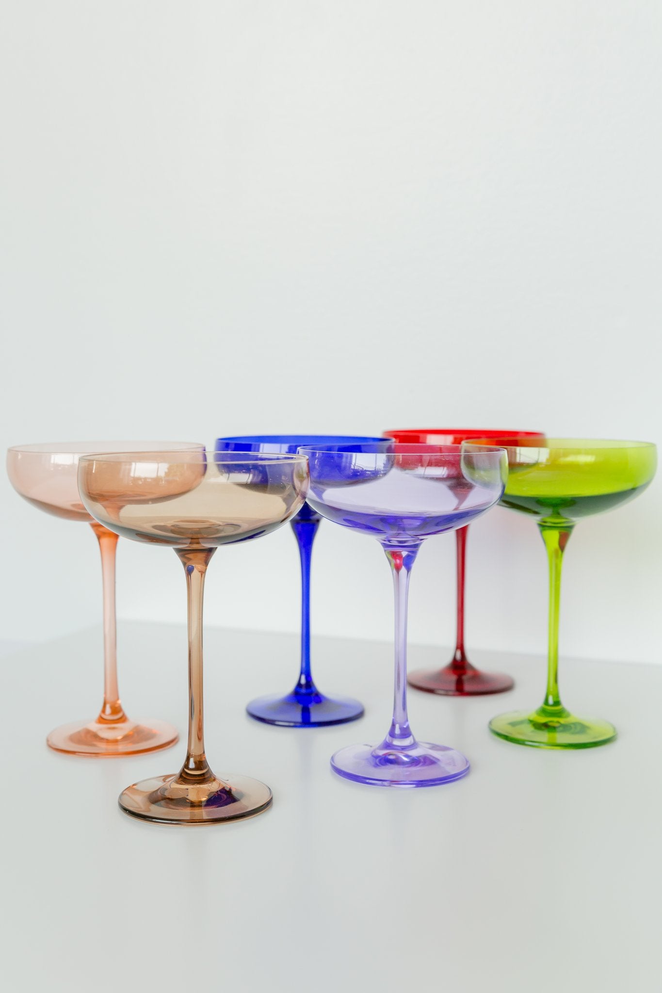 Estelle Colored Glass Hand-Blown Colored Cocktail Coupe Glasses on