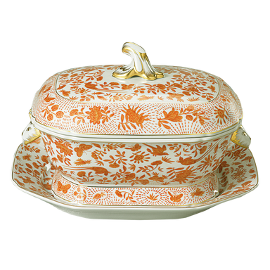 Mottahedeh Sacred Bird & Butterfly Tureen & Stand