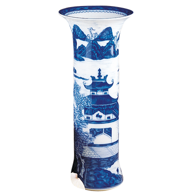 Mottahedeh Blue Canton Trumpet Vase