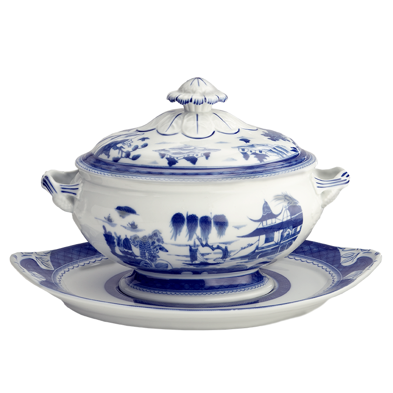 Mottahedeh Blue Canton Oval Tureen & Stand
