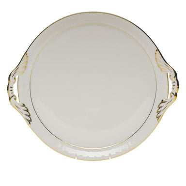 Herend Golden Edge Round Tray W/handles  11.25"d